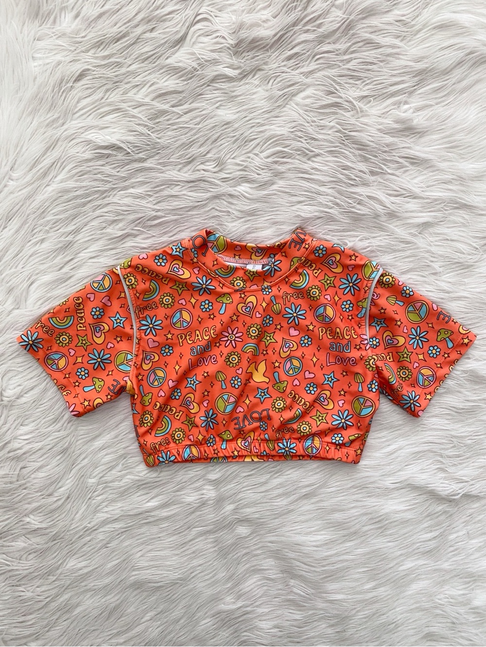 Olga Valentine Peace, Love & Happiness Jesabell Retro Short Sleeve Swimsuit Top